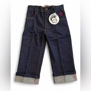 NWT Knuckle Head Dark Wash Pleated Straight Leg Boys Jeans Size 3T